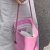 Pink PU Shoulder Bucket Bag Commuter Light Luxury Niche High-end Handbag Women's Summer