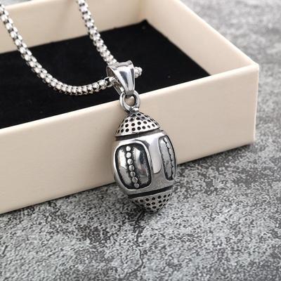 Collana a Pendente Unisex in Acciaio Inossidabile 3D Retro Football Americano