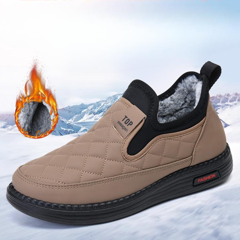 Casual Cotton Slip-On Shoes with Fleece Lining and Waterproof Exterior