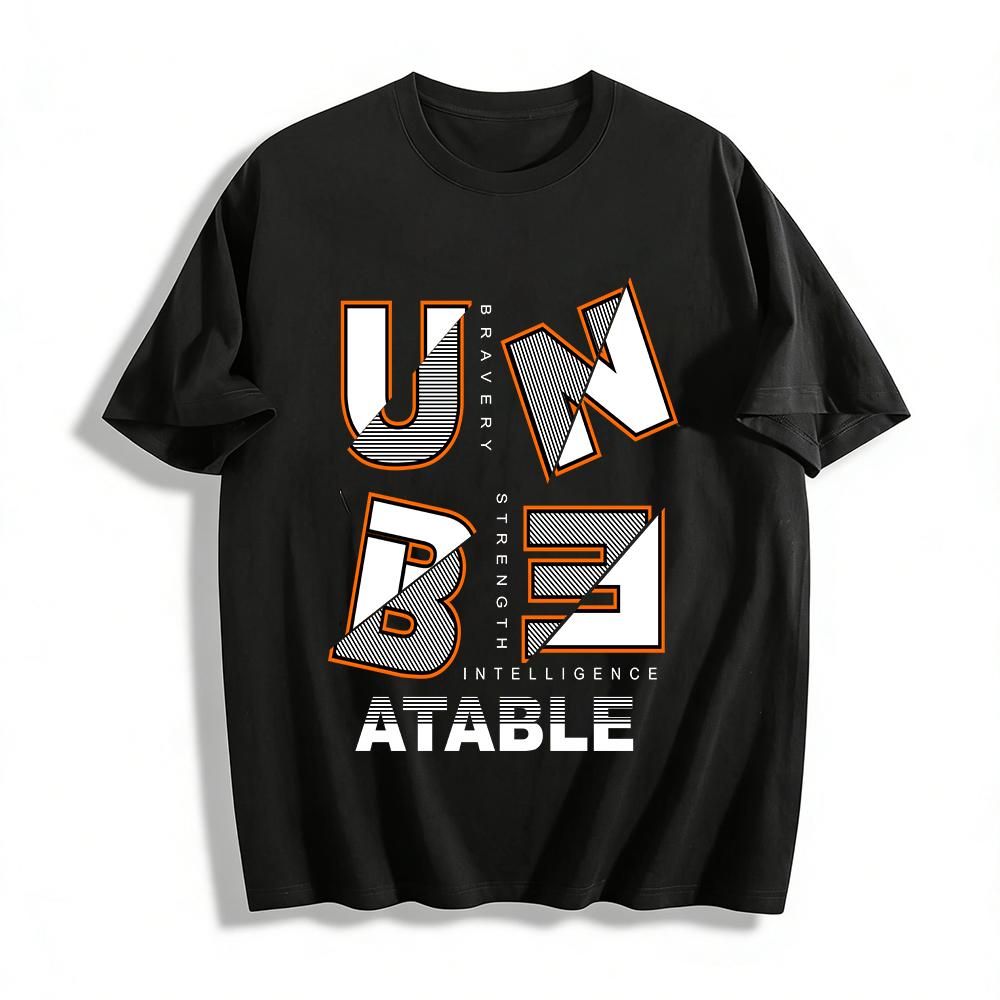 

Trendy UNB3 Graphic Print Casual Tee Street Style Loose Crewneck Top Pure cotton T-shirt XXS