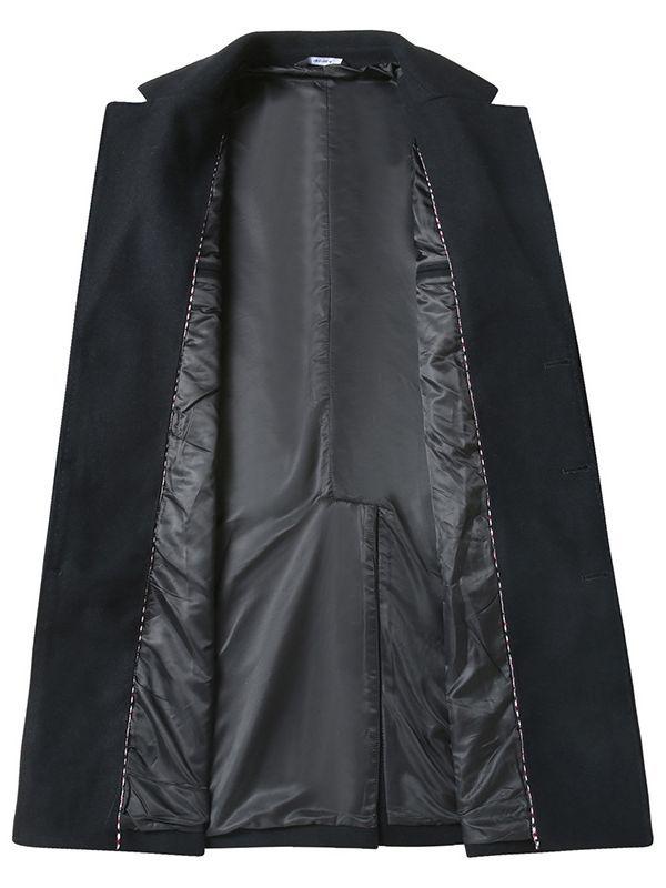 Męski płaszcz wełniany plus size - Jesienno-zimowy Długi, Casualowy, Ciepły