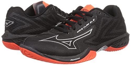 Mizuno Wave Claw EL 2 Wide Badminton Shoes, Fit, Lightweight, Flexible, and Resilient, All-Around Design, Black/Gray/Red, Size 24.5 cm, 4E