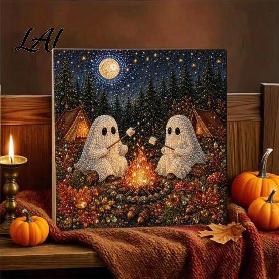 Dark Aesthetic Crafting Halloween Faux Pearl Art DIY Kit Spooky Cute 3D Beads Painting Crafts Diamond Kit for Adults Beginners Seasonal Wall