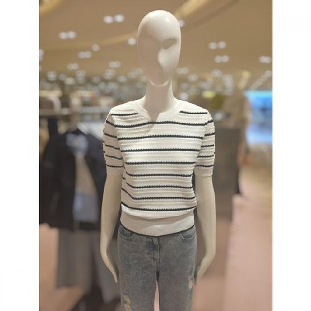 

Cc Collect Stripe Round Short Sleeve Knit C262ksk135 WH/FREE