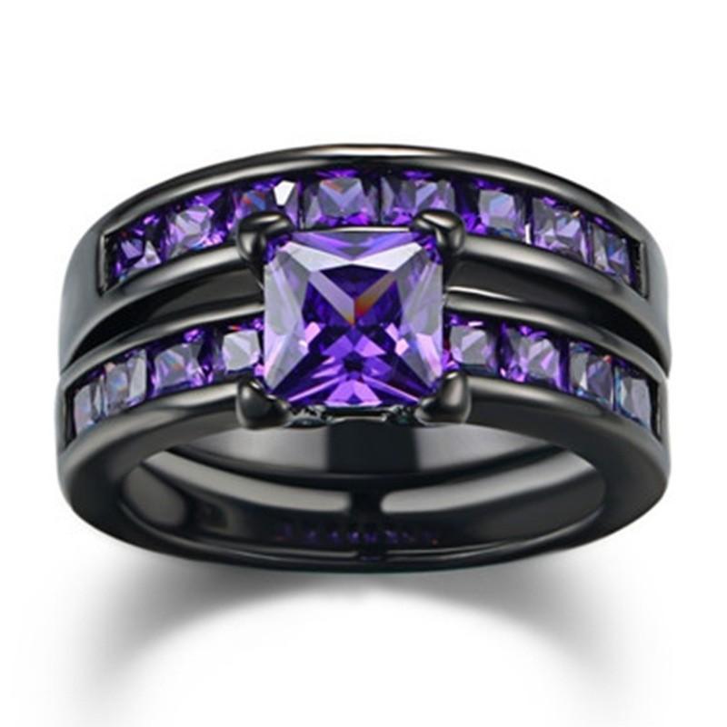 Electroplated Zircon Couple Ring, Popular Fashion Women'S Jewelry