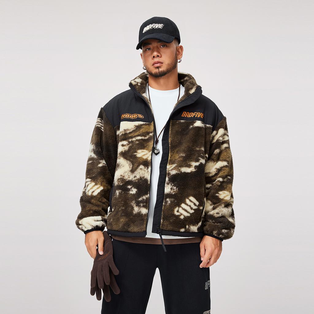 Li Ning Badfive Volná Pohodlná Teplá Prodyšná Bunda Pánská Bunda Maskáčová Černá AFDU507-3