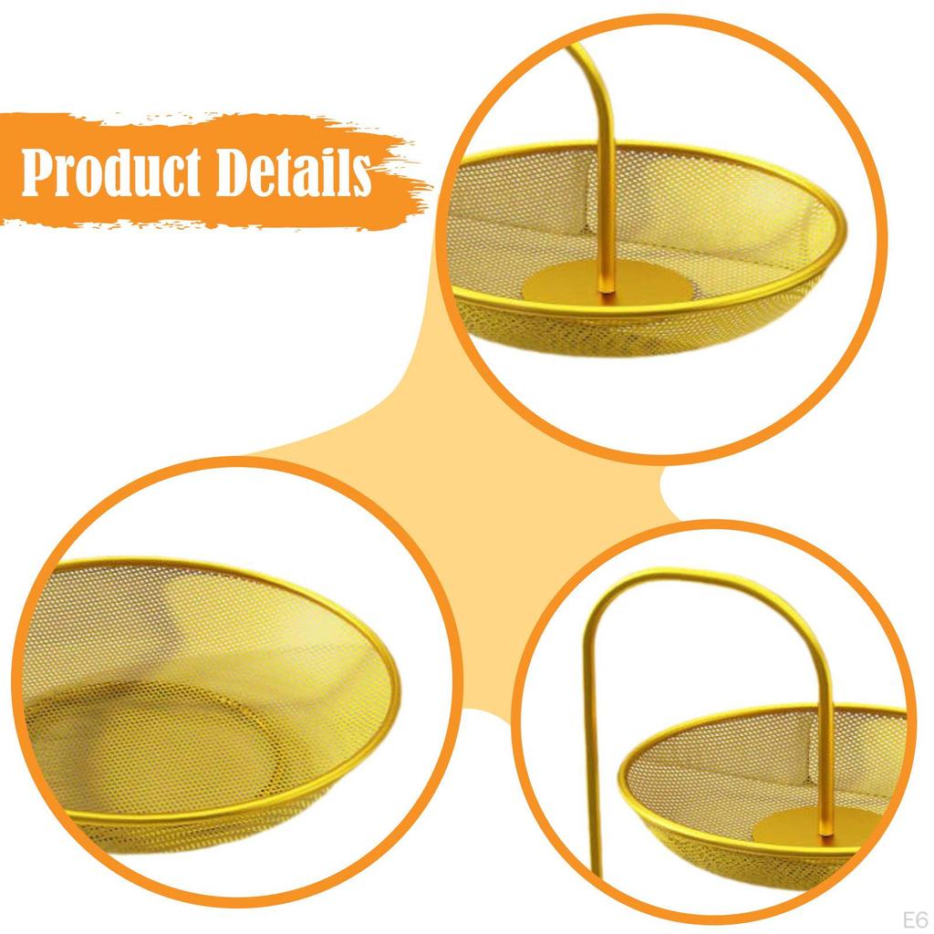 2-Tier Fruit Basket, Home Decor, Metal Wire, Non-Slip, Vegetable Mesh Bowl