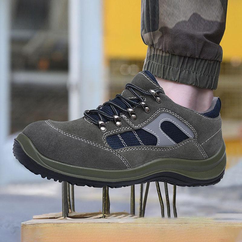 Oulylan Outdoor Anti Puncture Safety Boots for Men Odor Proof Breathable Labor Shoes Male Non-skid Lace Up Work Sneakers
