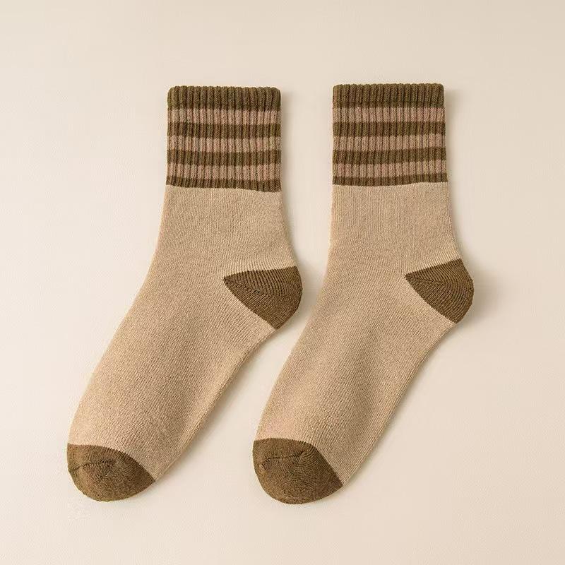 Fleece, Thickened, Looped, Striped, Striped, Women's Mid-calf Socks, Winter Women's Moon Long Socks, Winter Trend