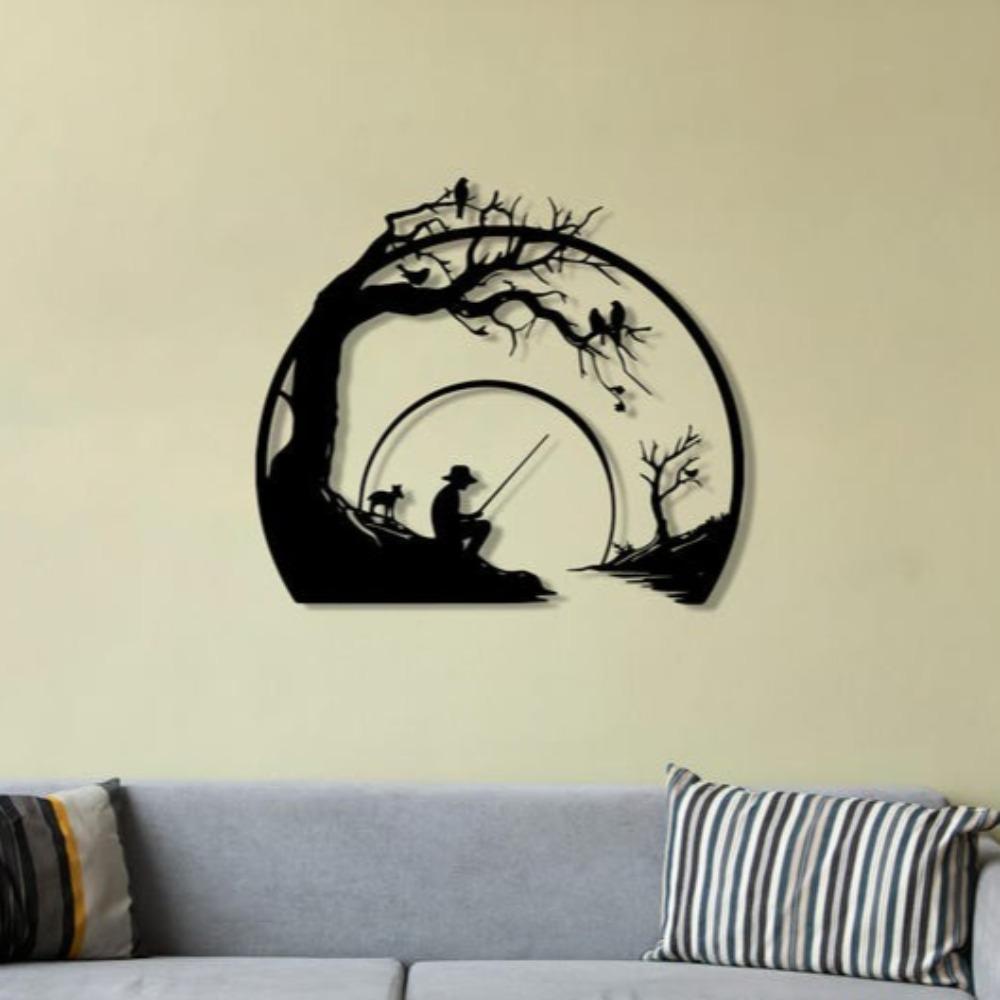 Riverside Fishing Metal Wall Art, Fisherman Decor, Father Day Gift