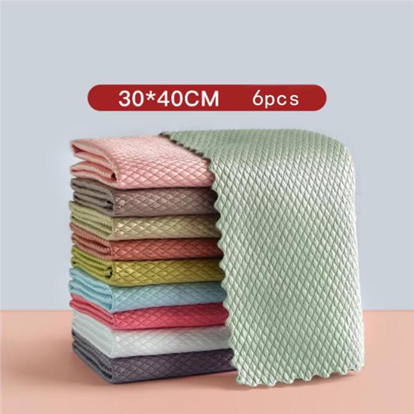 Household Cleaning Cloth Plain Fish Scale Rag Absorbent Cleaning Towel