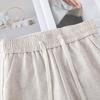 Women's Cotton Linen Wide-Leg Pants - 2025 Spring/Summer, Loose Fit, Slimming Drape, Elastic Waist, Casual Straight-Leg Trousers