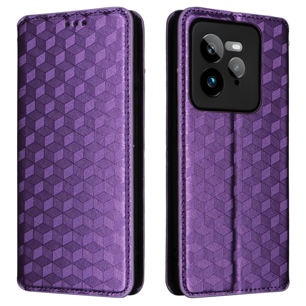 For Realme GT 7 Pro 5G Wallet Case Rhombus Imprinted Leather Phone Cover