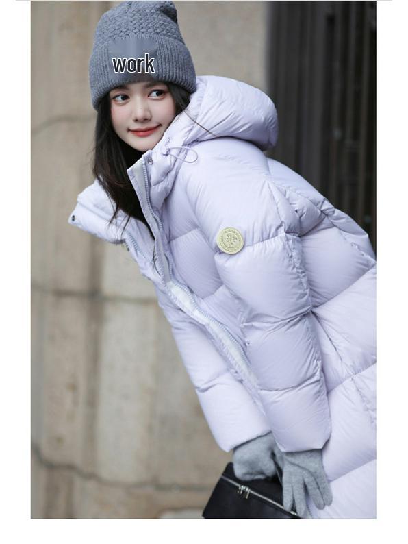 

Женский длинный пуховик Pinghu - 2025, корейский стиль, утолщенный, парный стиль, теплая куртка-пуховик с рукавами-фонариками L (130-145 lbs)