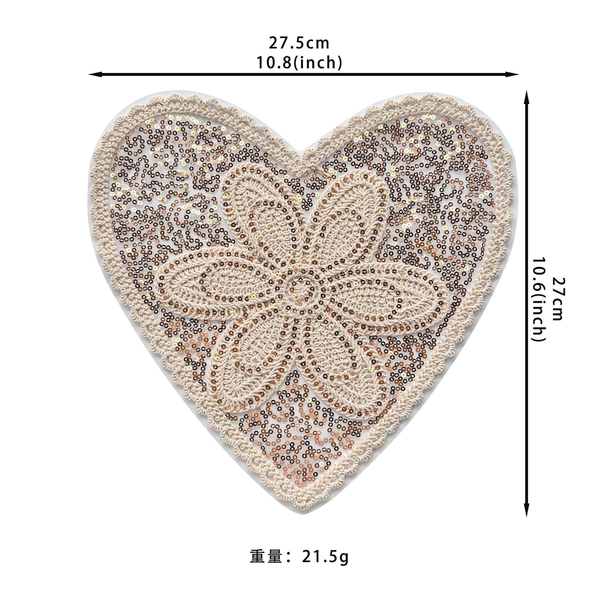 

Champagne Apricot Heart Mesh Sequined Lace Lace Cloth Sticker Clothing Sweater Top Decorative Cloth Sticker Accessories 55782