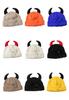 Korean Horn Button Wool Beanie with Devil Ears - Unisex Spring/Autumn Hat