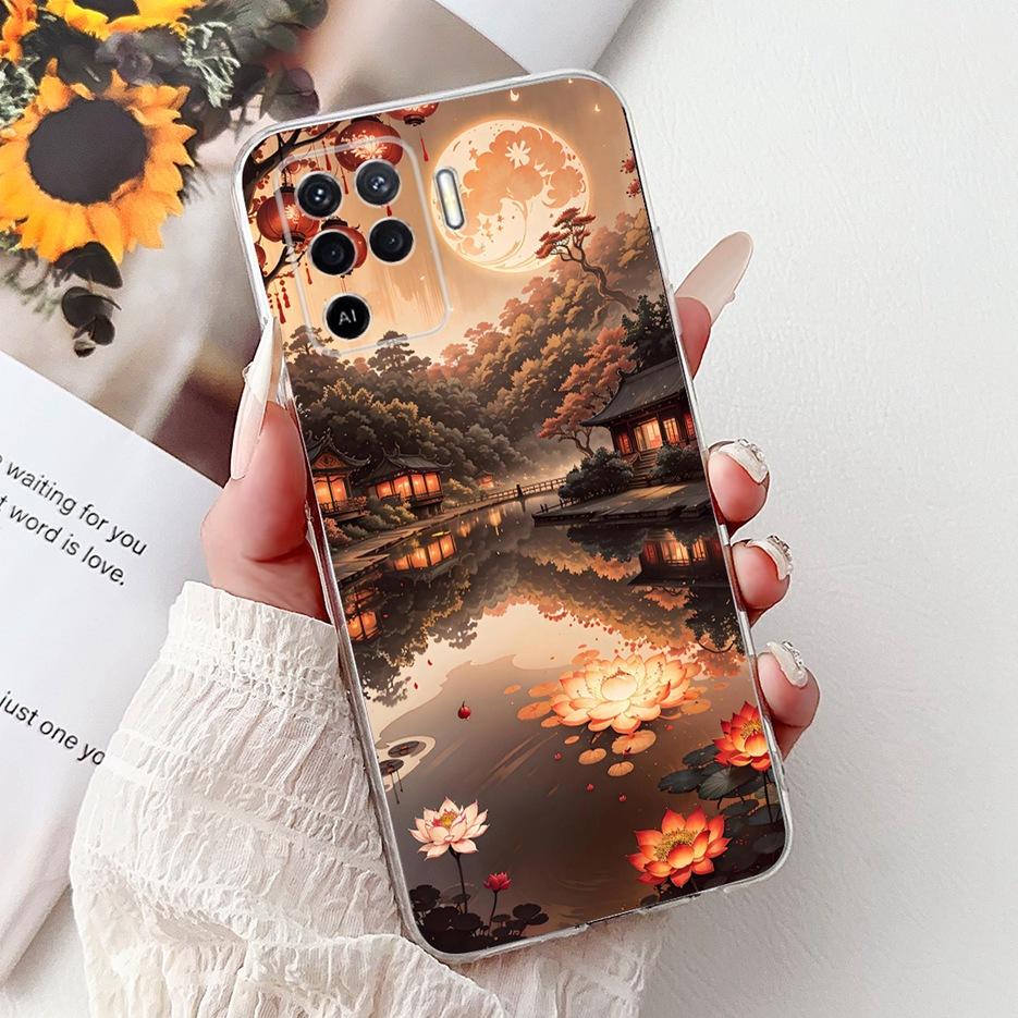For Oppo Reno 5 Lite Case CPH2205 Fashion Painted Cover Soft Slim Phone Case For Oppo Reno5 Lite Reno 5F 5Z Reno5F Reno5Z Fundas