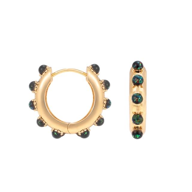 Women Cubic Zircon Rainbow Earrings Cubic Zirconia Ear Cuff Set Female Stylish Fashionable Gold Tone Huggie Clip On Earrings Earcuff Crystal Stone