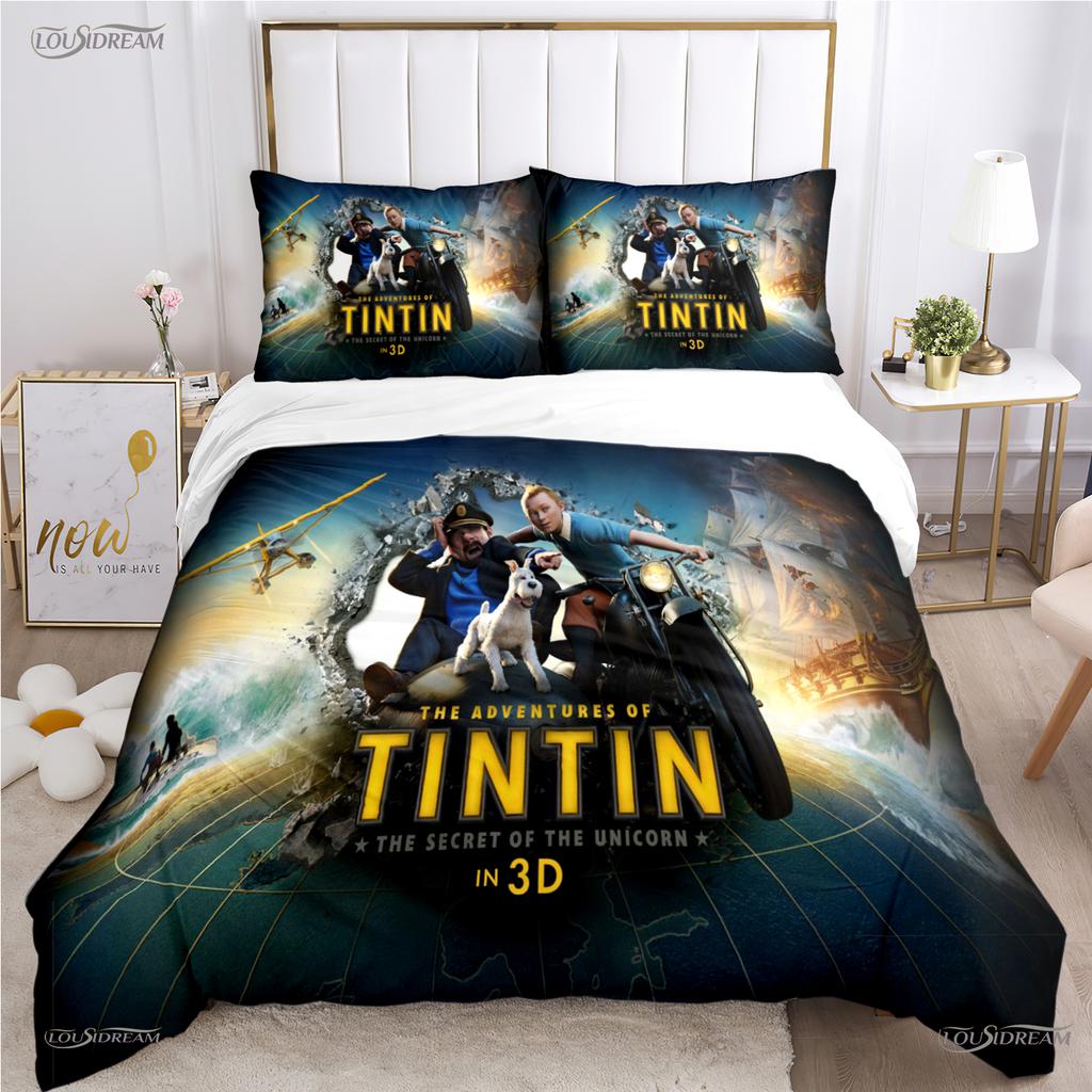 Cute T-Tintines All Season Duvet Cover Cartoon Funny Bedding Sets Soft Quilt Cover And Pillowcases Teen Single/Double/Queen/King