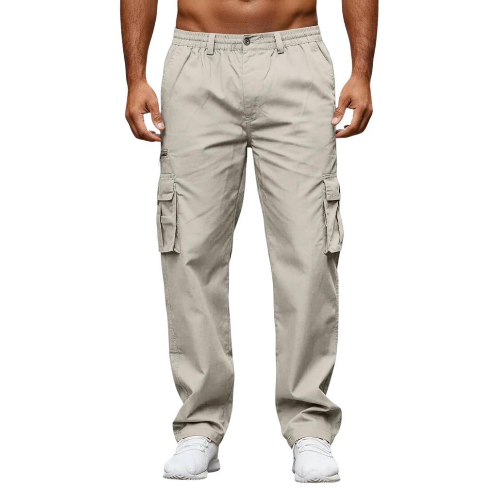 Men's Workwear Casual Stretch Waistband Multi-Pocket Straight-Leg Pants