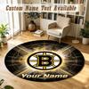 Round Rug Custom NameBoston Bruins Pattern Non Slip Carpet Home Floor Decor