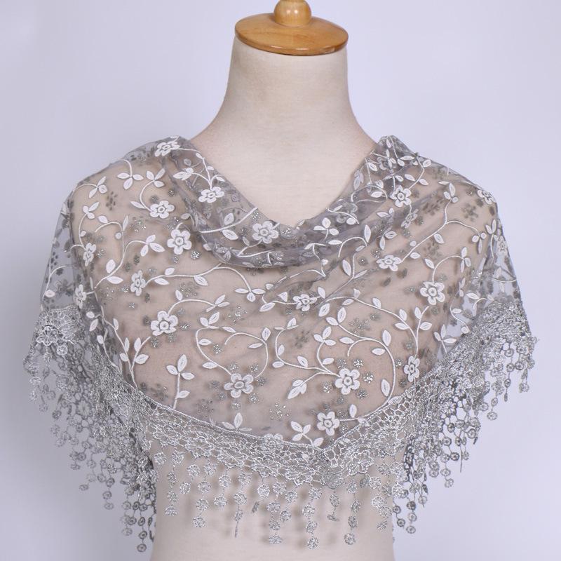 Sciarpa a scialle triangolare con stampa floreale, moda donna per primavera e autunno