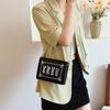 Trendy Box Shaped Youth Shoulder Bag for Women Personalized Letter Geometric Crossbody Bags Purse Edgy Street Style PU Sling Bag