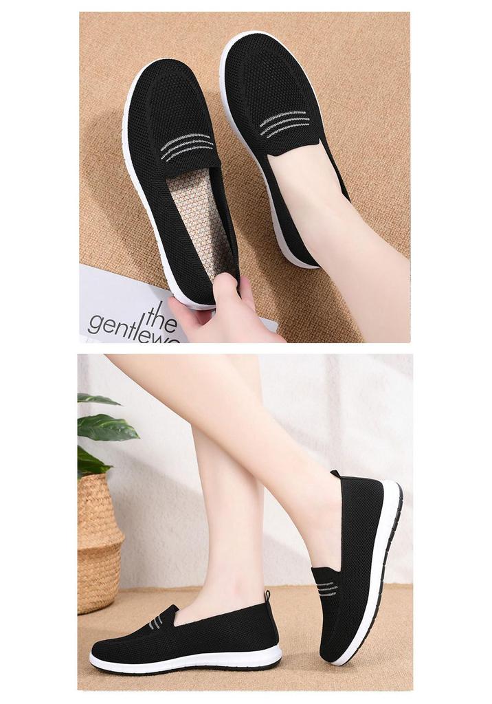2026 Breathable Mesh Slip-On Flat Shoes for Middle-aged & Elderly - New Style Comfortable Old Beijing Cloth Mom Shoes