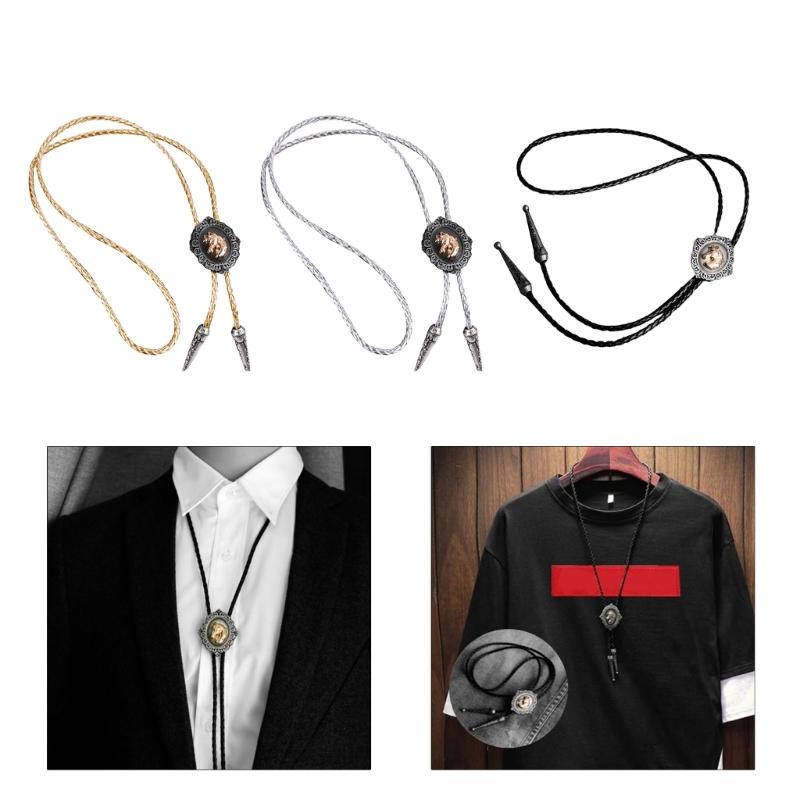 Adjustable Bolo Tie Popular Western Cowboy Teens Men Women Dance Necktie Punk Shirt Alloy Horse Head Buckle Pendant