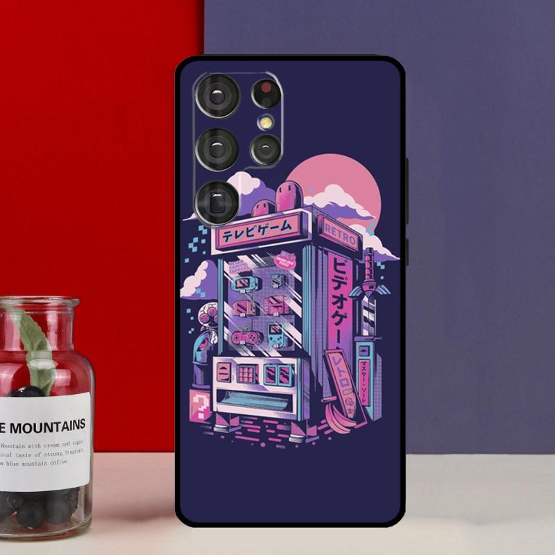 Retro Aesthetic Japanese Game Over Funda Case For Samsung Galaxy S25 Ultra S9 S10 S20 S21 S22 Plus S23 FE S24 Ultra Phone Cover