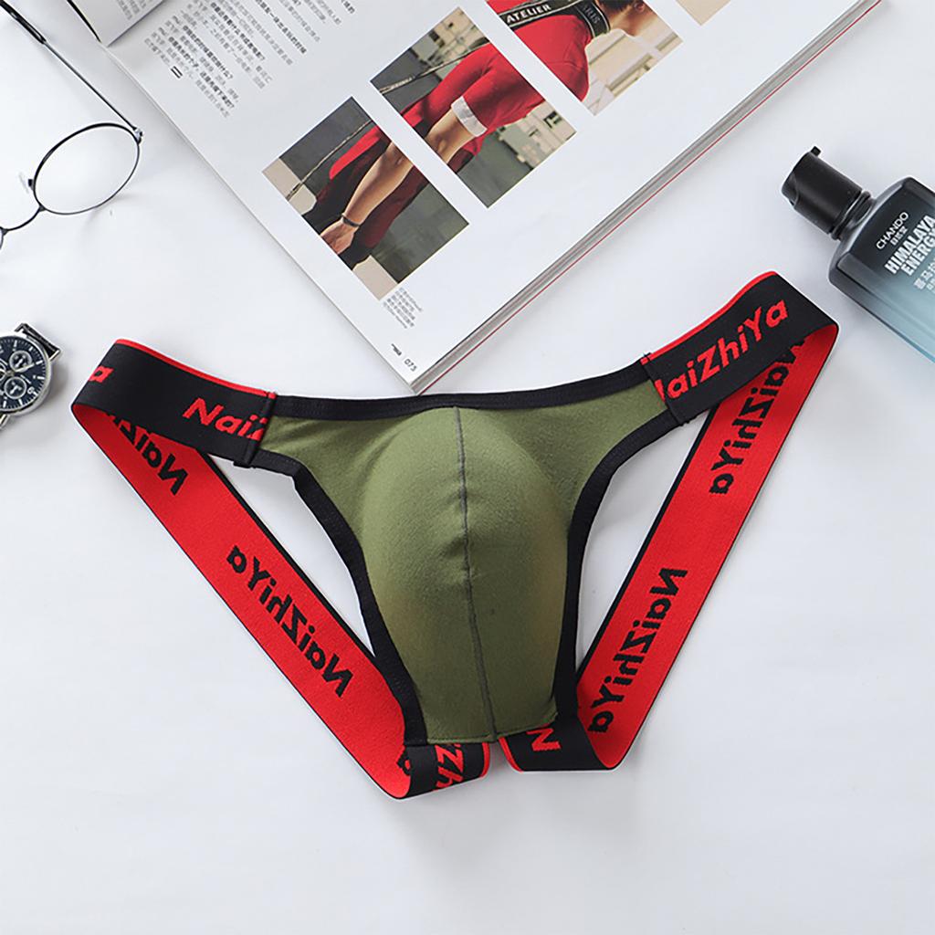 Men's Erotic Panties Thong Sexy Low Waist Cotton Breathable T-Pants Bladder Breathable Double Thong