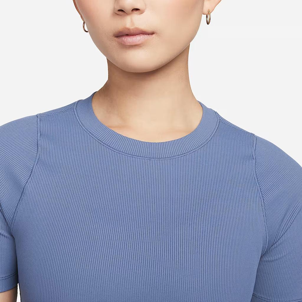 Nike ZenB Solid Color Round Neck Short Sleeve T-Shirt Women Tops Diffused-Blue FN7468-491