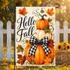 Decorative Accents for Indoor Outdoor Stacked Pumpkin Garden Flag, Burlap Look Fall Decor, Flax Ornaments Living Room Double Sided Holiday Yard
