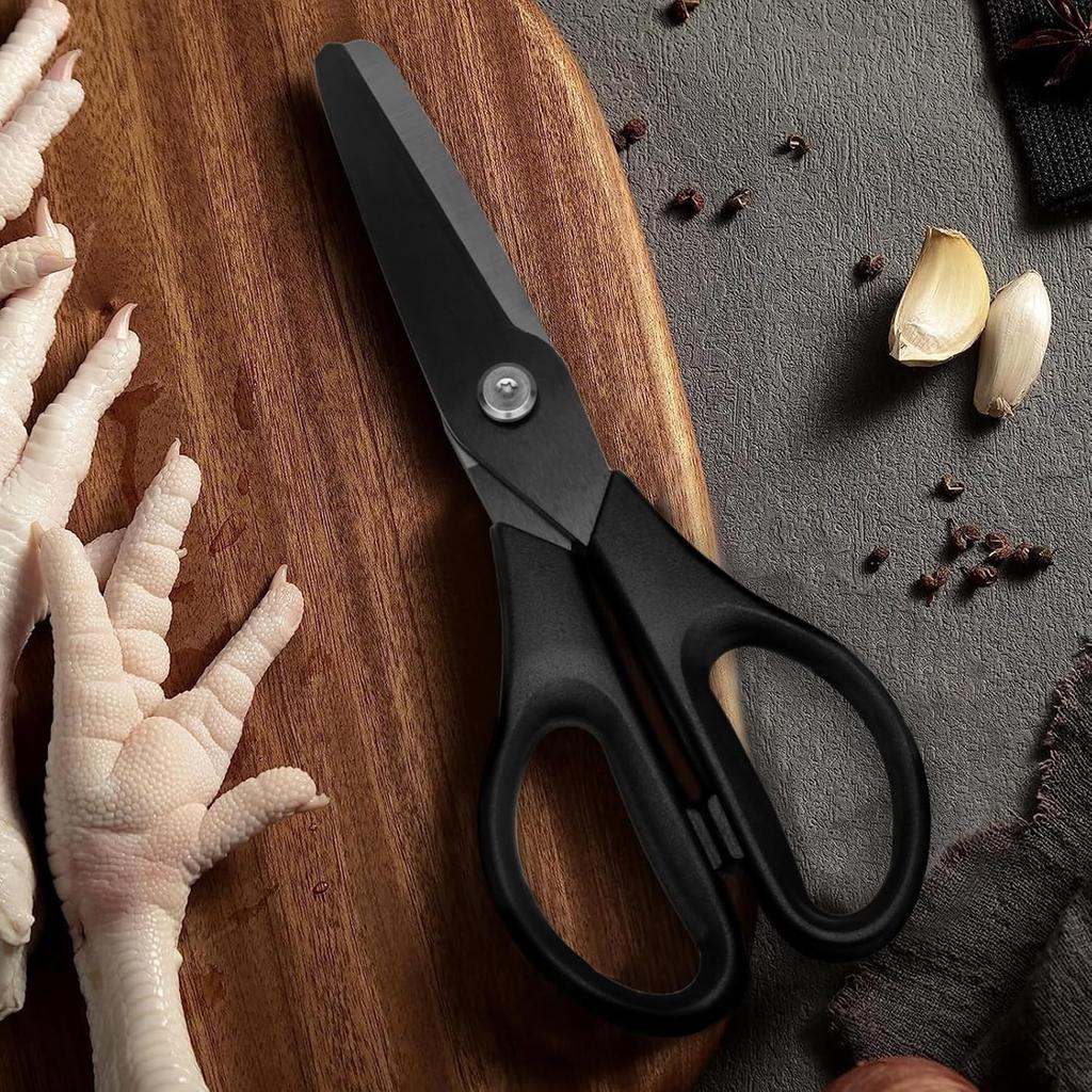 NatSumeBasics Black Ceramic Scissors 8" Kitchen Scissors Blade Metal Free Lab Scissors Safety Healthy Office Classroom Cooking Shears