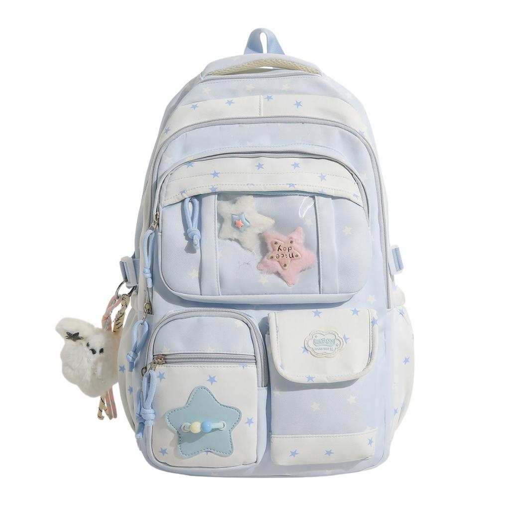 Schoolbag1011ins new high-value fresh and sweet contrasting splicing backpack junior high school students lightweight travel backpack