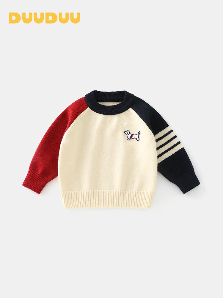 DUUDUU 2025 New Korean Style Baby Boys' Knit Sweater - Autumn/Winter Base Layer