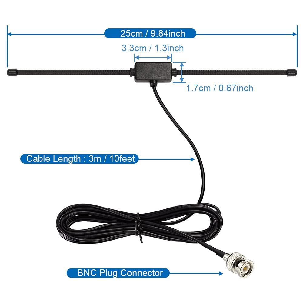 BINGFU Police Radio Scanner Dipole Antenna, 20-1300MHz, Stick-On Mount, BNC Male Connector, VehicleMobile Amateur Radio Antenna, Compatible with