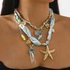 Jelly Fish Beach Ocean Series Necklace Starfish Blue Bead Necklace  Girls