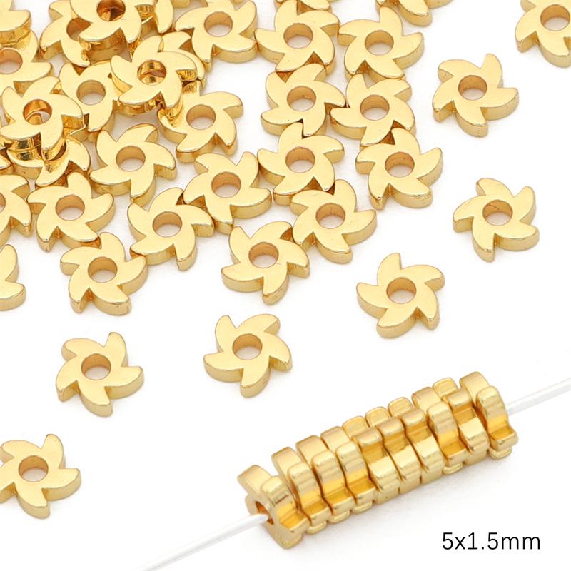 Copper Retention 14K Gold-Filled Plum Blossom Heart Spacers, 925 Silver DIY Ancient Style Jewelry Accessories for Bracelets, Necklaces, Earrings