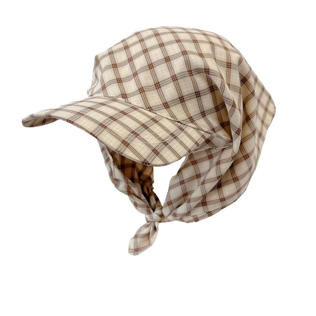 New Korean Plaid Strap Sun Protection Baseball Cap Korean Personalized Women's Headband Sun Protection Hat