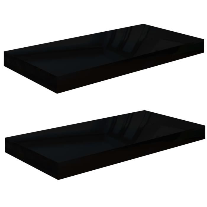 VidaXL Étagère murale flottante 2 pcs Noir brillant 50x23x3,8 cm MDF