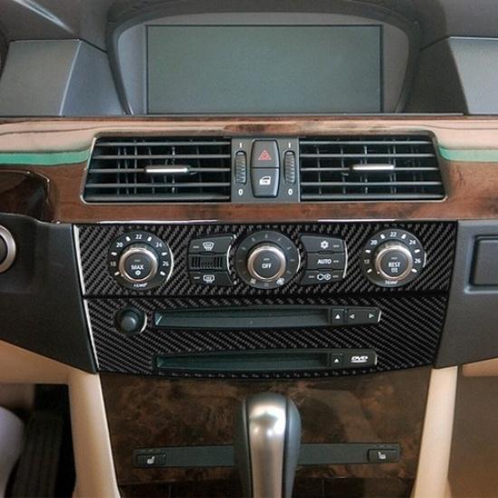 Carbon Fiber Interior Central Console Cover Trim For BMW 5Series E60 2004-2007