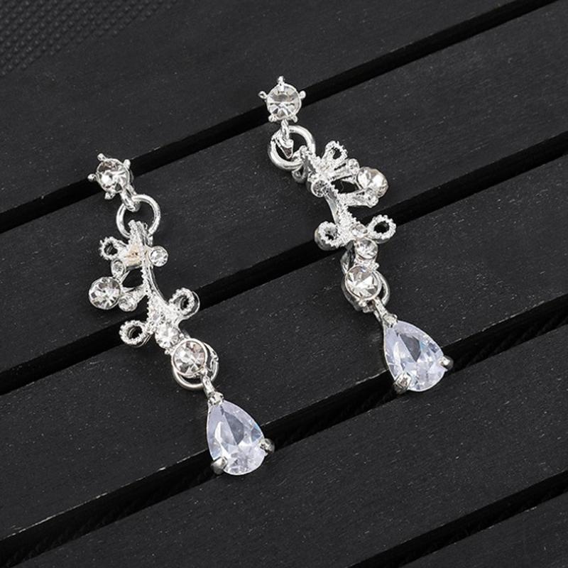 3pcs Exquisite Fashion European and American Light Luxury Bridal Necklace Earring Set Party Banquet Dress Wedding Accessories