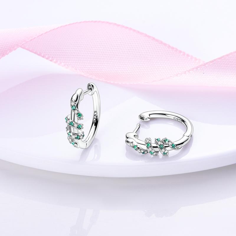 925 Silver Earrings Shining Zircon Cherry Rainbow Flower Mushroom Iris Flower Hoop Earring for Women Party Jewelry Gift