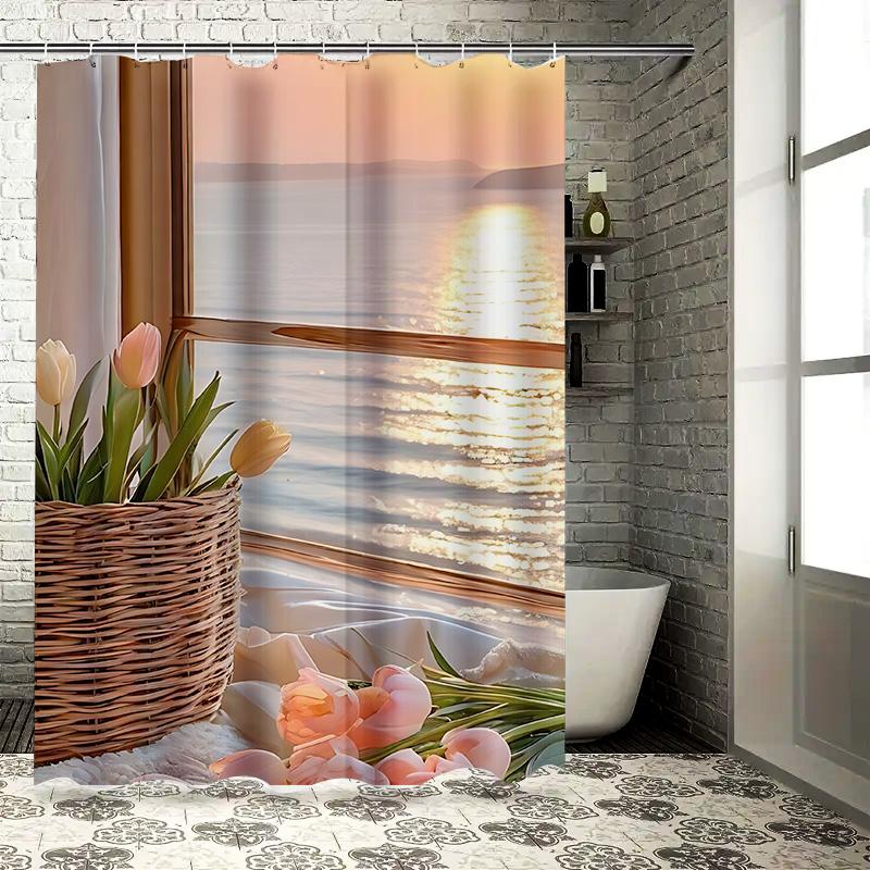 Elegantní sprchový závěs do okna při západu slunce Inspirovaný přírodou Domov Moderní umělecký design Vodotěsný Polyester Ekologická tkanina