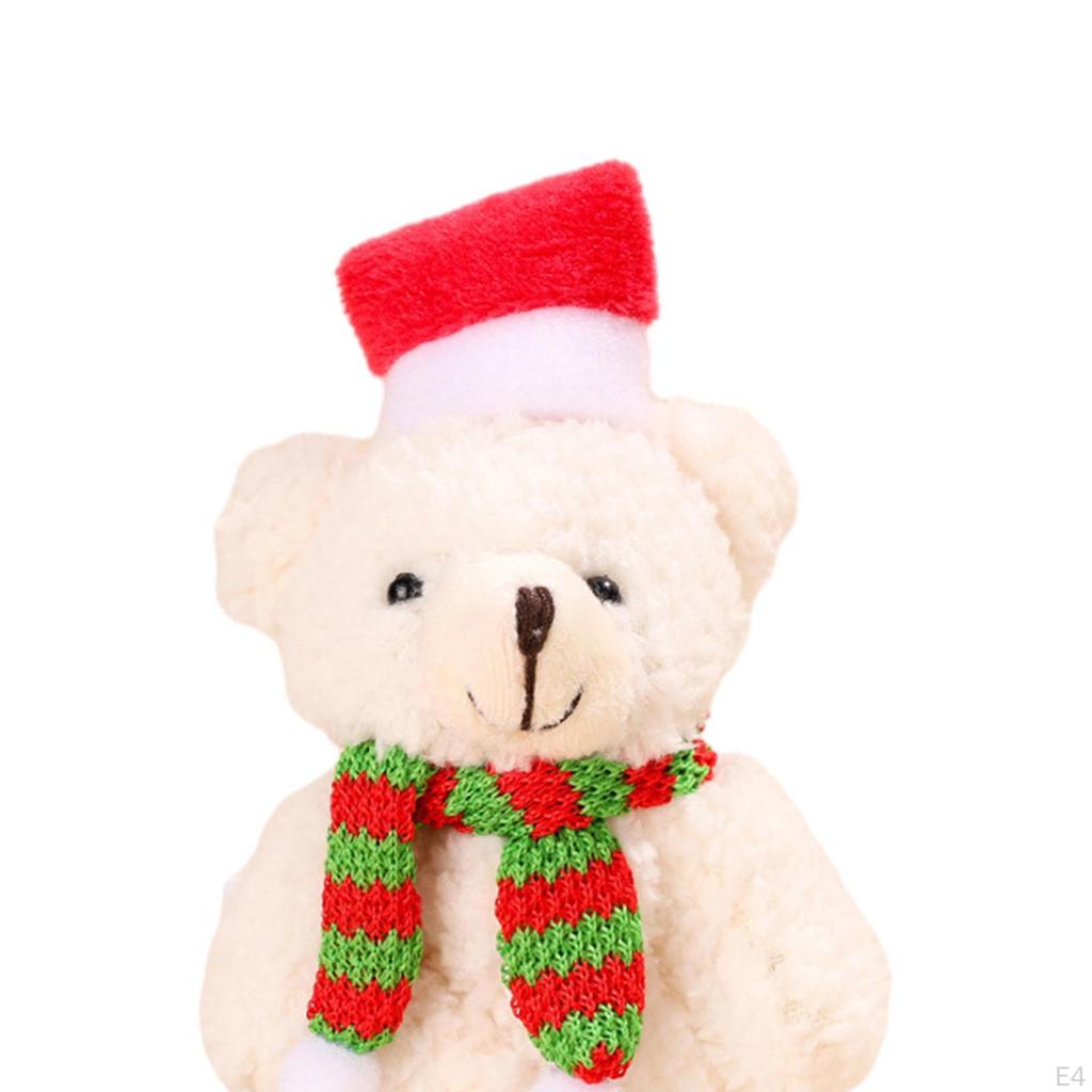 Christmas Plush Toy Bear Stuffed Animal 5.31inch Holiday Decoration Handmade for Valentine's