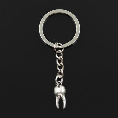 Mode 30mm Schlüsselanhänger Metall Schlüsselanhänger Schlüsselanhänger Schmuck antik vergoldet Zombie Zahn Zähne Molar 20x8mm Anhänger