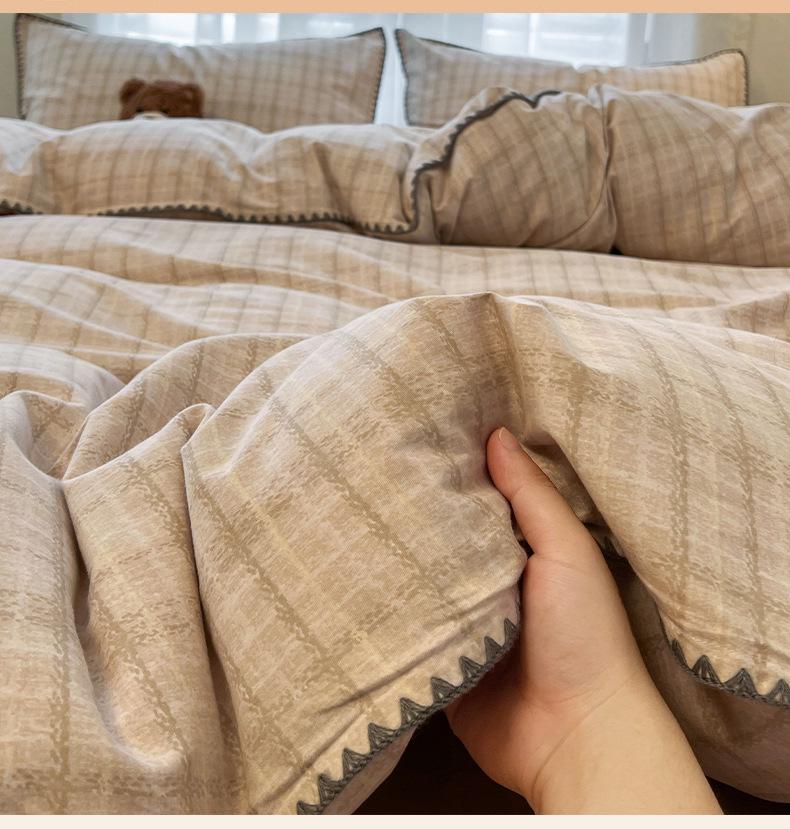 Gebürstetes Verdicktes Baumwoll-Bettwäsche-Set - Herbst & Winter Bettbezug, Laken für Wohnheime