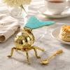 BeeShaped Condiment Jar RoseHandled Spoon Bee Shaped Honey Pot for Kitchen Jade Grn