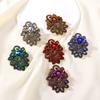 Retro Style Crystal Brooch Women's Atmospheric Corsage Coat Suit Anti-light Pin Diamond Accessories